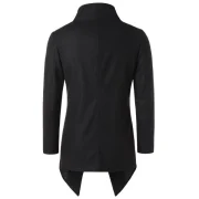 Asymmetric Stand Collar Button Up Coat - Black Fansmadedirect