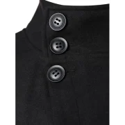 Asymmetric Stand Collar Button Up Coat - Black Fansmadedirect