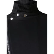 Asymmetric Zipper Stand Collar Jacket - Black Fansmadedirect