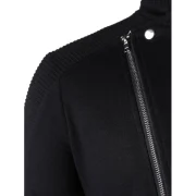 Asymmetric Zipper Stand Collar Jacket - Black Fansmadedirect