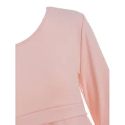 Asymmetrical Chiffon Panel T-shirt - Pink Fansmadedirect