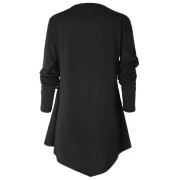 Asymmetrical Feather keleton Print T-shirt - Black Fansmadedirect