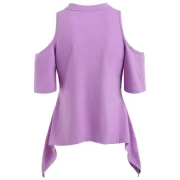Asymmetrical Keyhole Neck T-shirt - Mauve Fansmadedirect