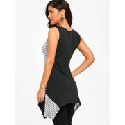 Asymmetrical leeveless Geometric T-shirt - White And Black Fansmadedirect