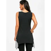 Asymmetrical leeveless Geometric T-shirt - White And Black Fansmadedirect