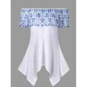 Asymmetrical Ruffled Off The Shoulder T-shirt - White Fansmadedirect