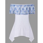 Asymmetrical Ruffled Off The Shoulder T-shirt - White Fansmadedirect