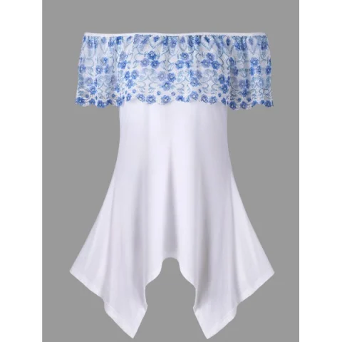 Asymmetrical Ruffled Off The Shoulder T-shirt - White Fansmadedirect