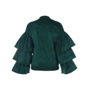 ayered Ruffles Zip Up Faux Suede Jacket - Dark Green Fansmadedirect