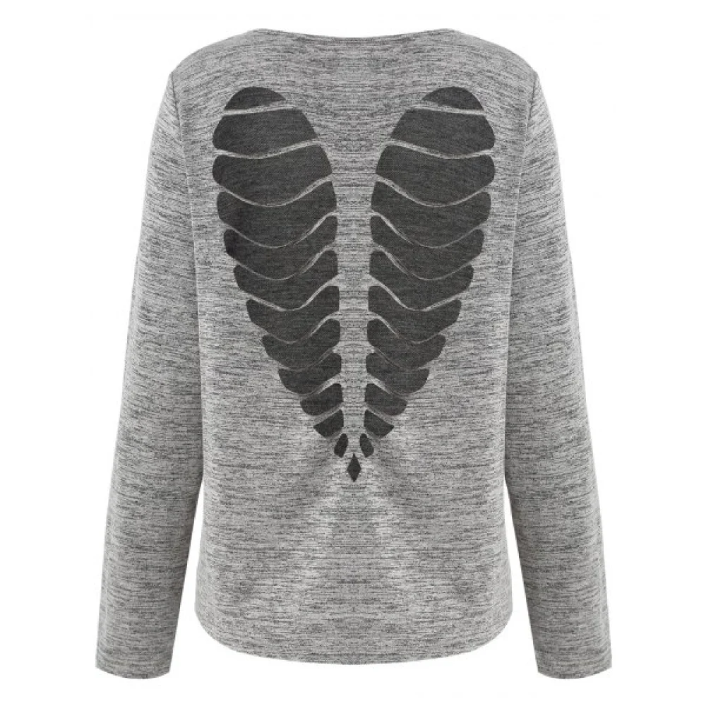 Back Cut Out Marled T-shirt - Gray Fansmadedirect