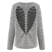 Back Cut Out Marled T-shirt - Gray Fansmadedirect