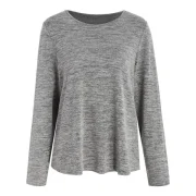 Back Cut Out Marled T-shirt - Gray Fansmadedirect