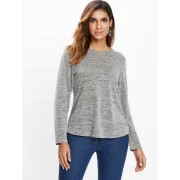 Back Cut Out Marled T-shirt - Gray Fansmadedirect