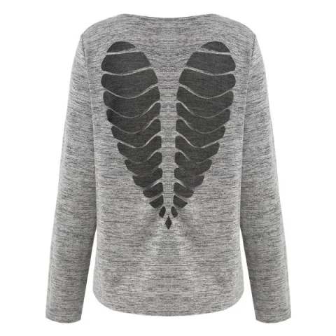 Back Cut Out Marled T-shirt - Gray Fansmadedirect