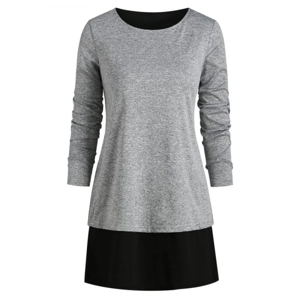 Back Slit Heathered Round Neck Tee - Gray Fansmadedirect