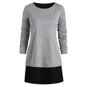 Back Slit Heathered Round Neck Tee - Gray Fansmadedirect