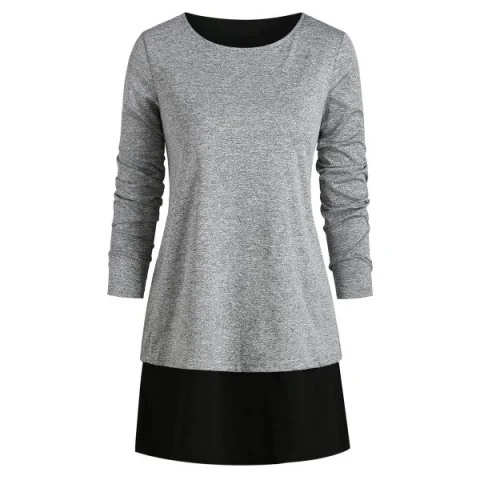 Back Slit Heathered Round Neck Tee - Gray Fansmadedirect