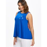 Back Tassel Insert Tank Top - Blue Fansmadedirect