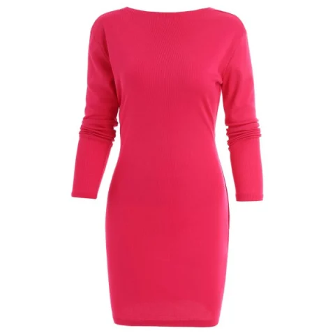 Back Tie Cut Out ini Dress - Rose Red Fansmadedirect