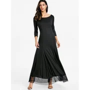 Backless Back Ruched Lace Dress - Black Fansmadedirect