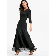Backless Back Ruched Lace Dress - Black Fansmadedirect