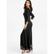 Backless Back Ruched Lace Dress - Black Fansmadedirect