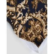 Baroque Print Long Sleeve Button Down Shirt - White Fansmadedirect