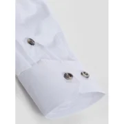 Baroque Print Long Sleeve Button Down Shirt - White Fansmadedirect