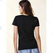 Beaded hort leeve T-hirt - Black Fansmadedirect