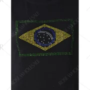 Beaded hort leeve T-hirt - Black Fansmadedirect