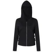 Beading Back Zip Front Hoodie - Black Fansmadedirect