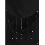 Beading Back Zip Front Hoodie - Black Fansmadedirect