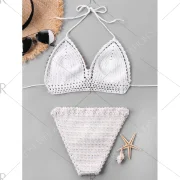 Beading Halter Crochet Bikini et - White Fansmadedirect