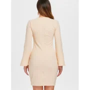 Bell Slleve Casual Fitted Dress - Light Khaki Fansmadedirect