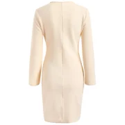 Bell Slleve Casual Fitted Dress - Light Khaki Fansmadedirect