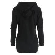 Black Cat Hoodie with Zipper Kangaroo Pocket - Black Fansmadedirect