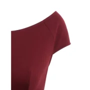 Boat Neck Lace Panel Vintage Dress - Red Wine Fansmadedirect