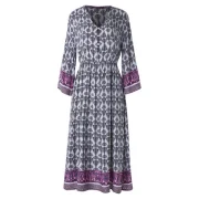 Bohemia Print Half Button Midi Dress - Fansmadedirect