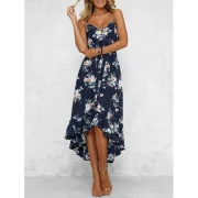 Bohemian Floral Print High Low Midi Dress - Multi-a Fansmadedirect
