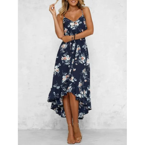 Bohemian Floral Print High Low Midi Dress - Multi-a Fansmadedirect