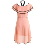 Bowknot Short Sleeve Asymmetrical Dress - Pink Bubblegum Fansmadedirect