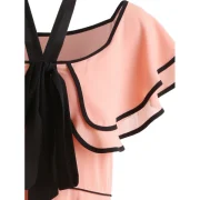 Bowknot Short Sleeve Asymmetrical Dress - Pink Bubblegum Fansmadedirect