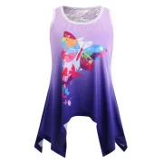Butterfly Print Ombre Tank Top - Fansmadedirect