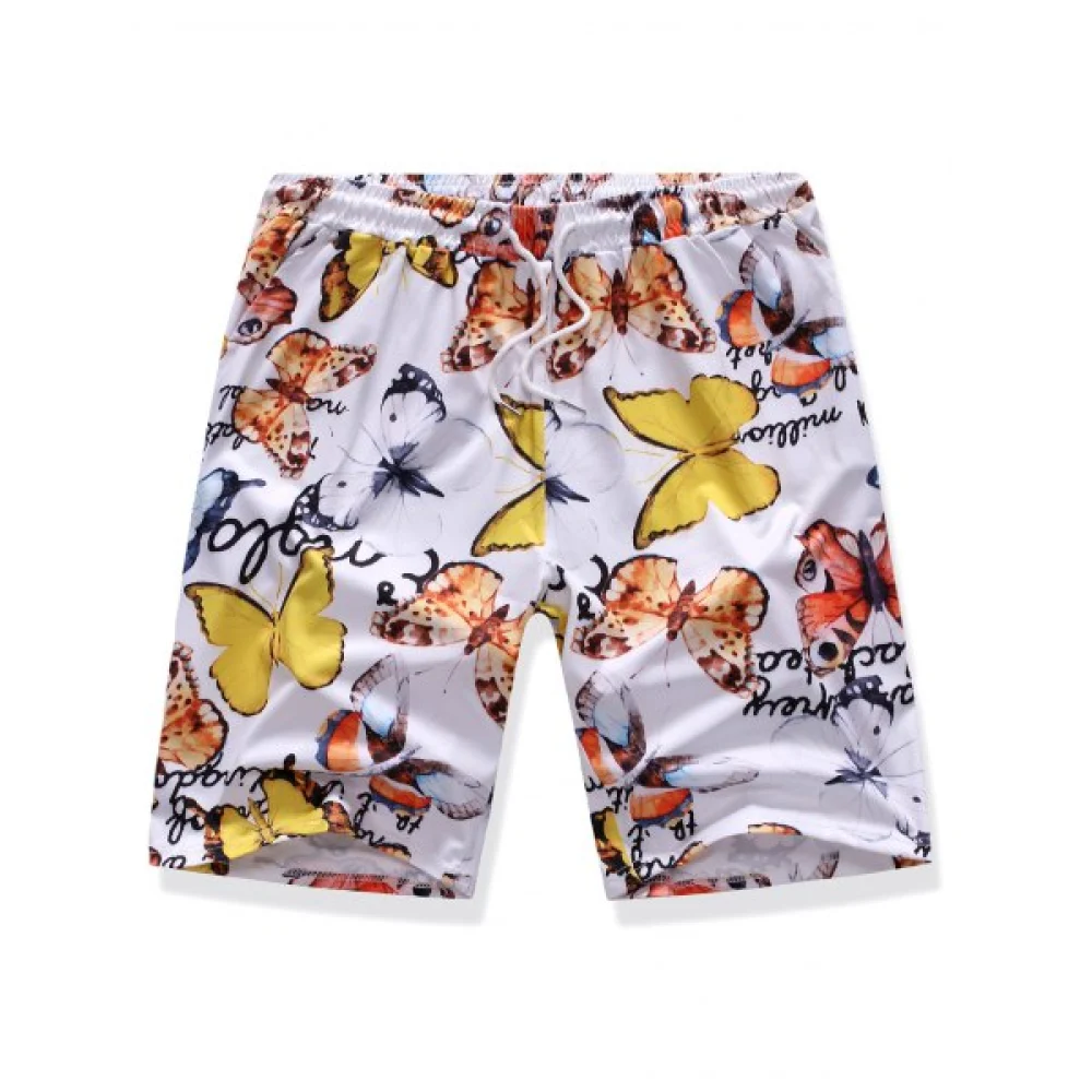 Butterfly Print Pockets Drawstring Shorts - Fansmadedirect