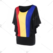 Butterfly Sleeves Rainbow Blouson T-shirt - Black Fansmadedirect