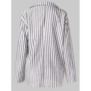 Button apel Neck Striped Blazers - Fansmadedirect