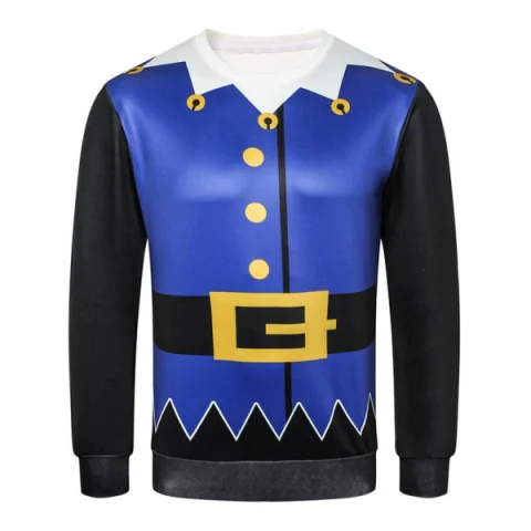 Button Belt Printed Casual Sweatshirt - Cobalt Blue Fansmadedirect