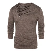 Button Cowl Neck Space Dye Top - Black Fansmadedirect