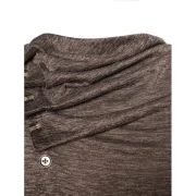 Button Cowl Neck Space Dye Top - Black Fansmadedirect