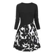 Button Embellished Floral Longline T-shirt - Black Fansmadedirect